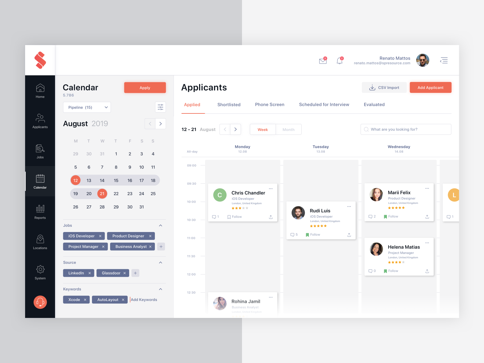 SP Resource Calendar by Renato Mattos on Dribbble