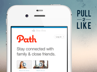 Pull ² Like (animated) blue down facebook like mobile phone pull pull down social ui ux