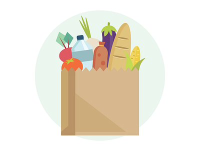Grocery Shopping bag groceries icon illustrator vegetables