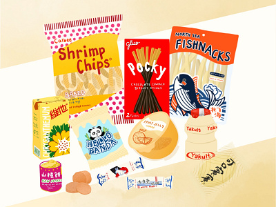 Childhood snacks chinese food iconography illustration procreate snacks