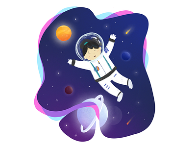 Space astronaut galaxy illustration planets procreate space star