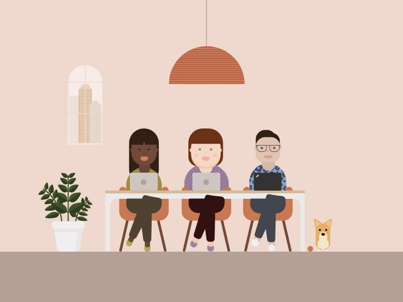 Diversity at Work corgi plant diversity vector illustration