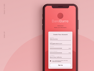 Daily UI 001: Sign Up barre dailyui form iphonex signup ui