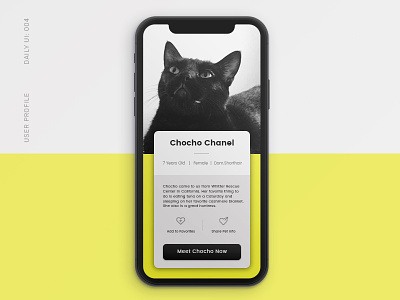 Daily UI 006: User Profile adoption app cat dailyui