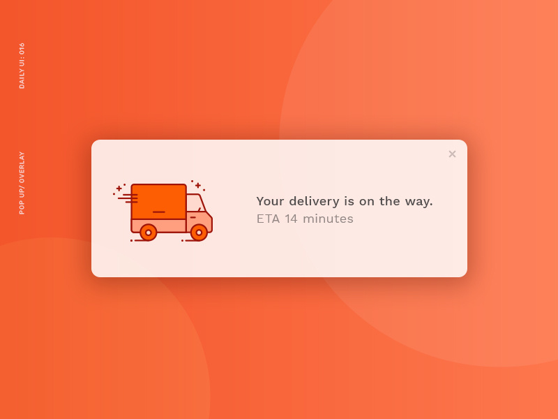 Daily UI 016: Pop Up notification eta delivery popup dailyui