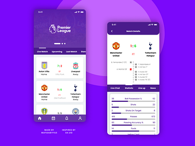 Premier League Score App design figma figma design figmadesign mobile mobile app mobile app design mobile design mobile ui ui ux
