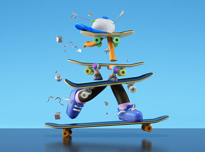Skate 3d cgi character character design design illustration skate skateboard skateboarding skater
