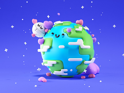 Friends 3d character character design design earth friends fun home illustration kids moon planets render