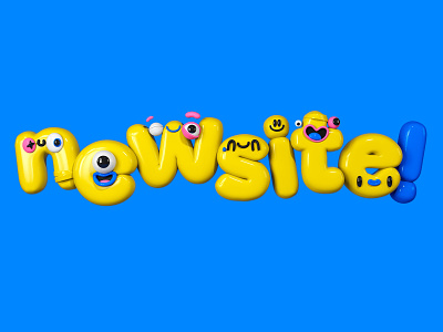 New site! 3d 3dart blue character character design design emojis fun illustration kids logo render round site type typography