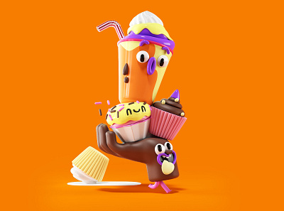 Happy Snack 3d book cgi character character design food friends hand illustration kids meal render snack