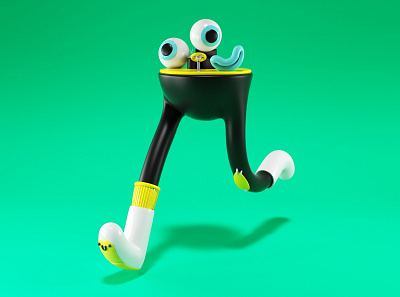Run! 3d character character design design eyes fast foot fun green illustration kids life render run runner