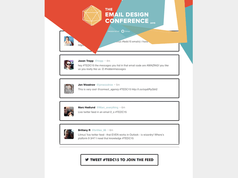 [Email] Dynamic Twitter Feed for #TEDC15 Launch