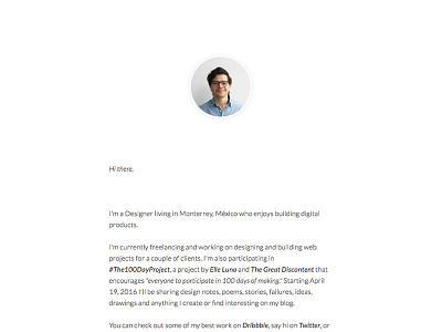 New About.me about design profile one pager portfolio