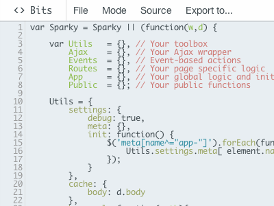 Bits bits code css editor flat html ide interface internet javascript ui