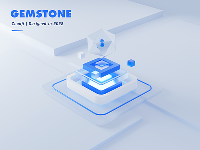 Gemstone 3d blue icon web