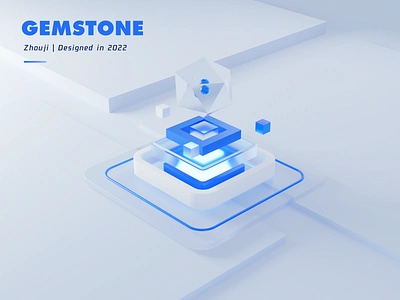 Gemstone 3d blue icon web