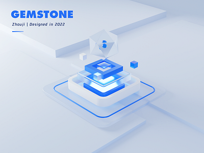 Gemstone 3d blue icon web