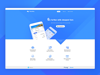 Website designed for work app web blue clean homepage html icon page train web