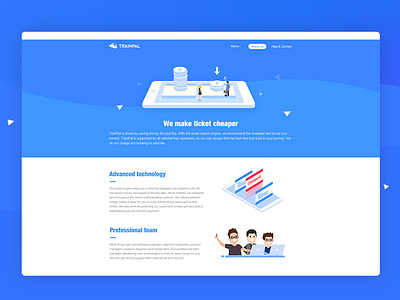 Website designed for work app web blue clean html icon page train web