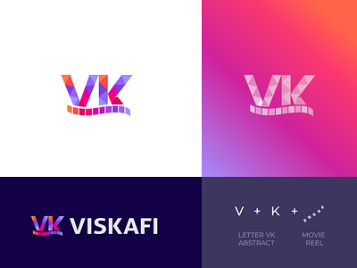 Viskafi film maker logo design film logo lettermark letterpress logobranding logodesign logoidea logoproject logotype modern movielogo reel