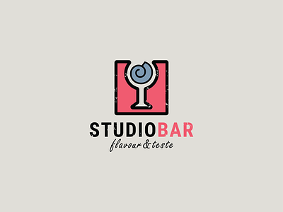 Studio bar logo design bar barshop drink food logo mark logodesign logotype restaurant shop studio studiobar vintage wine wineglass winwbar