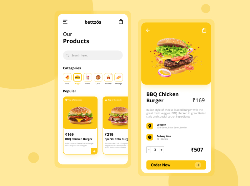 Bettzös : Fastfood App UI by Madhan Vamsheedher on Dribbble