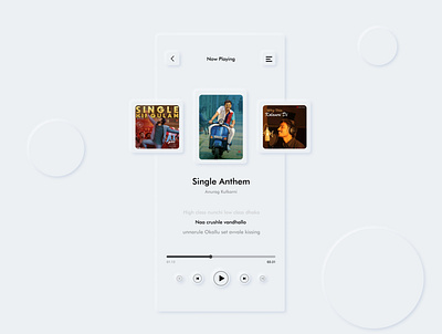 Lyri : Neumorphic Music App UI brand design branding design flat futura icon latest trend minimal mobile mobile app music music app music player navbar neumorphic saver slider typography ui white