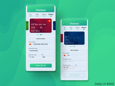 Daily UI #002 - Credit Card Checkout app app design checkout creditcard creditcardcheckout dailyui dailyui 002 dailyuichallenge design figma ui ux ux ui