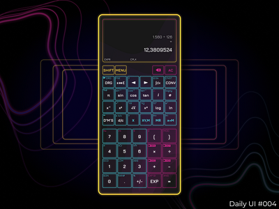 Daily UI #004 - Calculator app calculator calculator app calculator ui dailyui dailyui004 dailyuichallenge design figma neon neon lights ui