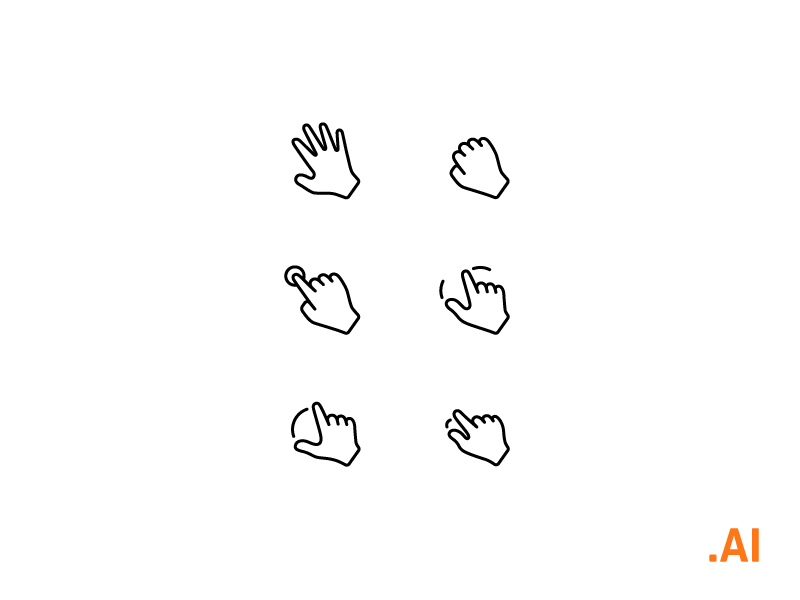 Free Icons - Interaction gestures freebies free interaction gestures design illustrator ui icons set pack