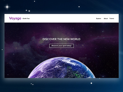 Daily UI - Earth Two Landing Page - #003 daily daily ui earth landing page science space ui voyage