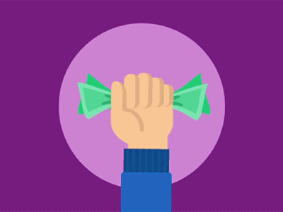 Cash animation character coins design fist flat gif hand icon illustration loopinggif money motion pictogram succes vector