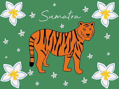 Tiger illustration childs drawing design flower graphic design illustration sumatra tiger trip ui vector