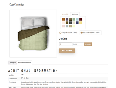 Color Customize Comforter Website customize ecommerce design ecommerce shop thekishanmodi ui ux websites