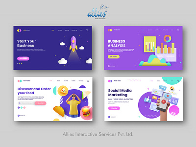 Landing Page Set advertising application banner business company corporate digital marketing food order industry landing page promotion responsive social media start up technology template ui user interface ux website