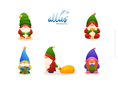 Cartoon Gnomes Male And Female Character On White Background.