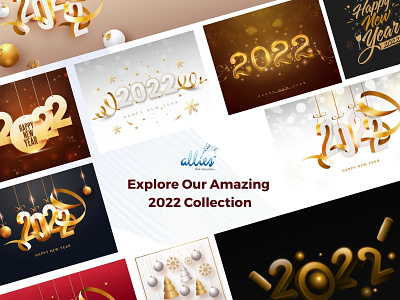 Happy New Year Collection 2022 congratulation greeting card happy new year holiday january occasion party poster template wishes