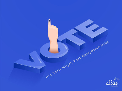 3D Vote Text With Indian Voter Hand voting your right
