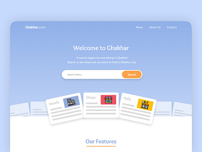 A search Engine for a particular city : "Ghakhar". app design app design icon ui web ios guide desktop application landing page uxui webdesign landingpage webdesign