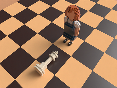 The Queen's Gambit in Voxel Art 3d 8bitart blender character design character modeling characterdesign cubes illustration lowpoly lowpoly3d lowpolyart magica voxel magicavoxel pixelart voxelart voxels