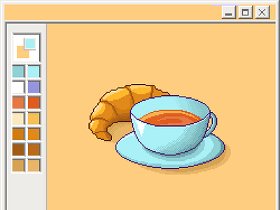 Breakfast study 8bitart breakfast coffee contrast illustration photoshop pixel art pixelart pixelartist