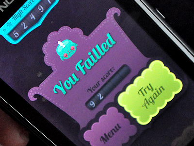 Fail screen failed game mobile purple score try again