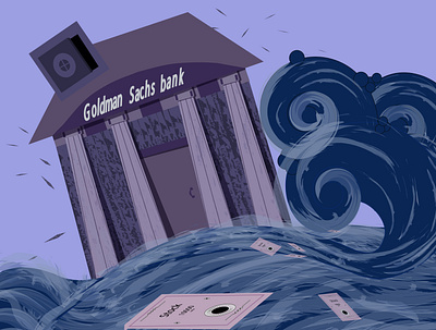 Future Goldman Sachs bank adobe illustrator art bank bankruptcy blue bottom business coral destruction man money octopus sea stock the beauty water wave