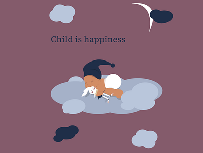 Child is happiness adobe illustrator art baby blue bunny happiness illustration joy plaything sleep small the beauty