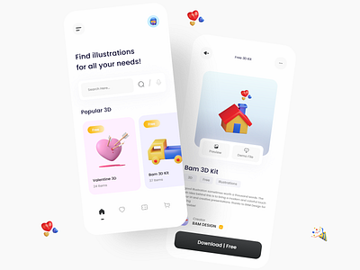 3D illustration App 3d app ui app ui ux clean clean ui daily ecommerce freebie illustrations ios app logo minimal trending ui ui design ux