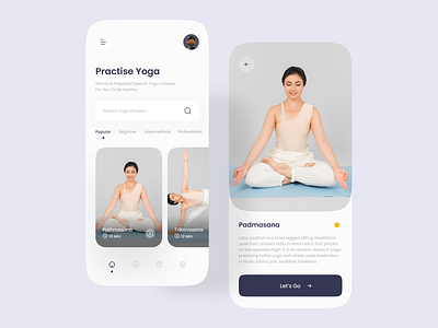 Yoga app UI clean clean ui daily design minimal ui ux