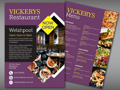 Vickerys design flyer menu