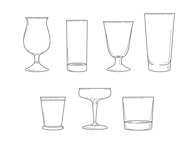 Glassware Icons bar beer cocktail coupe glassware highball icon julep pint