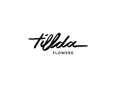 Tillda black and white branding florist flowers hand drawn lettering logo script type