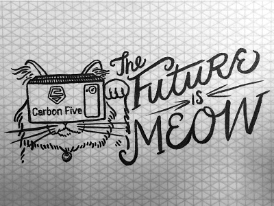 The Future Is Meow black and white cat google cardboard hand drawn type illustration oculus typography